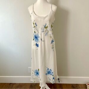 Vintage Jessica White and Blue Floral Printed Slip Size Large Coquette Feminine